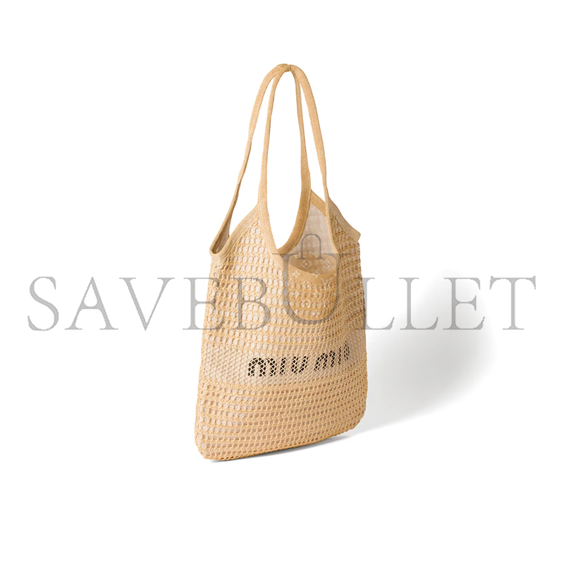MIU MIU IVY RAFFIA-EFFECT AND LINEN BAG 5BG231 (40*35cm)